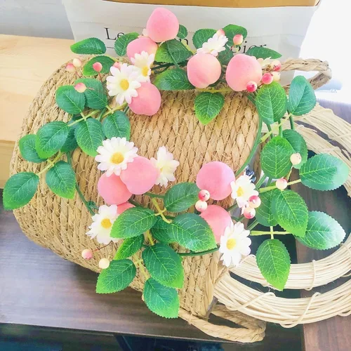 Miniatura 15 de Vid artificial de arándanos, margaritas blancas falsas, bayas y plantas, guirnalda para boda, jardín, oficina, hotel, fiesta, decoración artística