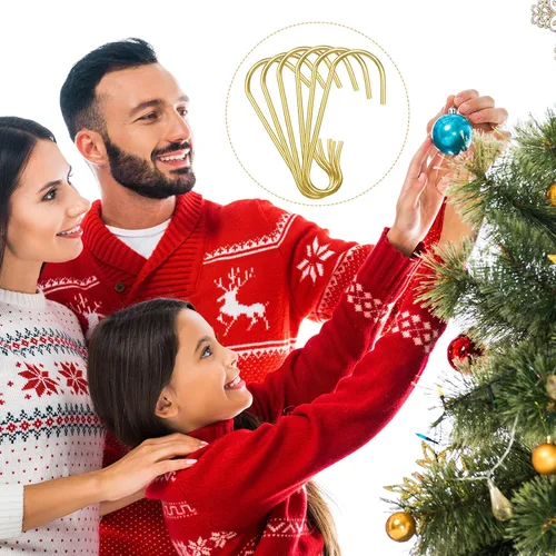 Miniatura 6 de Hotop 120 ganchos dorados para adornos, ganchos colgantes de alambre de metal flexible de Navidad con caja de almacenamiento para árbol de Navidad