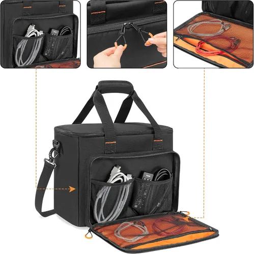 Miniatura 4 de PGmoon Funda de micrófono inalámbrico con 9 ranuras, bolsa de viaje para sistema de micrófono de mano, funda de transporte para cantar, karaoke