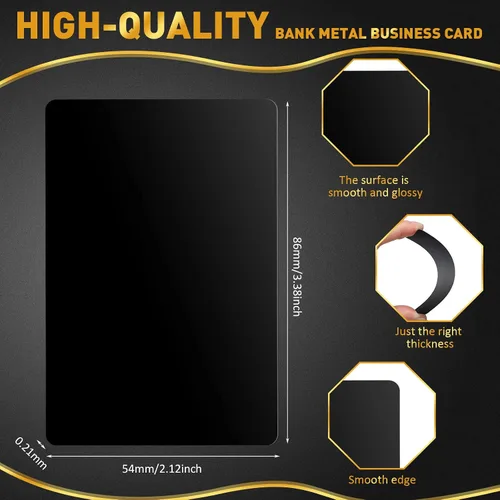 Miniatura 2 de Thenshop 550 tarjetas de visita de metal grabadas placas de aluminio para manualidades, hojas de metal multiusos para manualidades, tarjetas de Negro