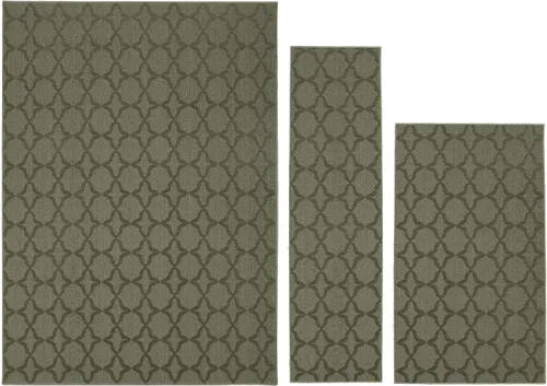 Miniatura 221 de Garland Rug Sparta - Alfombra antideslizante de polipropileno de 2 pies x 12 pies, color negro, ideal para salas de estar y pasillos, elegante