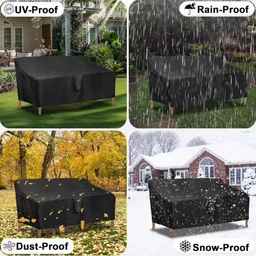 Miniatura 7 de OutdoorLines Funda impermeable para sofá biplaza de patio al aire libre, resistente a los rayos UV, resistente a la intemperie, fundas deslizantes