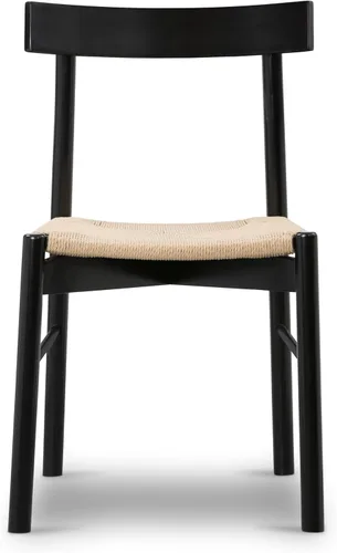 Poly & BARK Hamm Silla de comedor – 18 pulgadas de altura del asiento, marco de roble macizo, asiento de cuerda tejida a mano, diseño moderno de