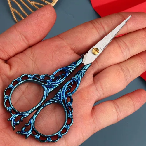 Miniatura 7 de Jasni Tijeras de Bordado Bonitas de 5 Pulgadas Pequeñas para Costura y Artesanía Acero Inoxidable Mango Vintage de Flor de Durazno para Herramientas