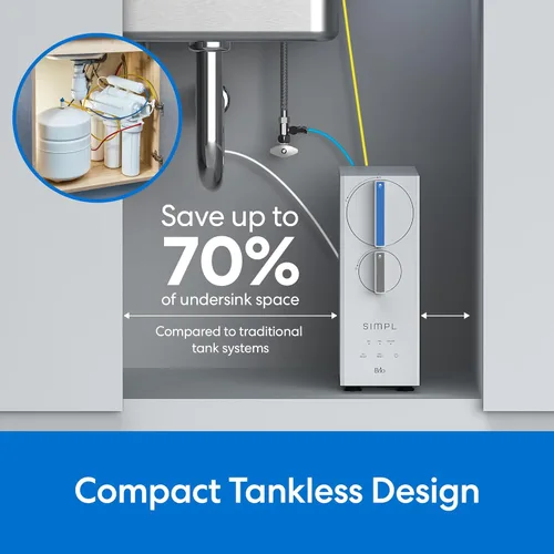 Miniatura 4 de Sistema de filtro de agua sin tanque Brio SIMPL de ósmosis inversa para agua potable limpia Filtración RO de 0.0001 micras de 4 etapas debajo