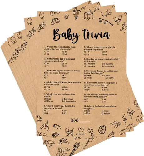 Miniatura 10 de GardenCity 50 tarjetas de juego de peleas familiares para baby shower, divertidos juegos de baby shower para niños o niñas, género neutro, papel