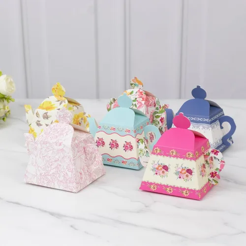 Miniatura 12 de Efavormart - Paquete de 12 bolsas de regalo de fiesta de té floral vintage de 6 x 7 x 3 pulgadas, bolsas de papel con asas de cinta para recuerdos