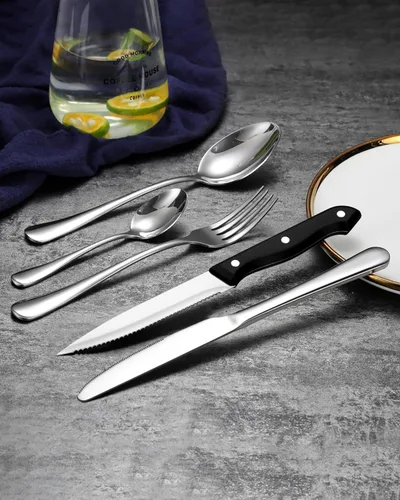 Miniatura 4 de EUIRIO Juego de cubiertos de 48 piezas con cuchillos para carne, cubiertos de acero inoxidable resistente para 8, cubiertos de grado alimenticio