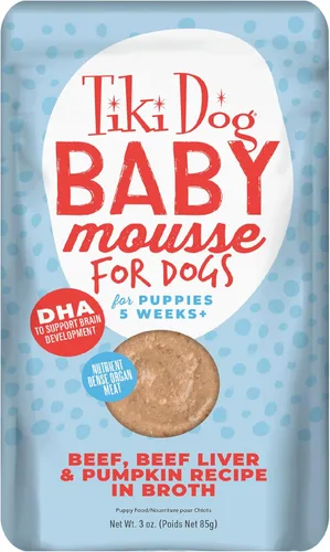 Miniatura 10 de Tiki Dog Baby Mousse - Comida húmeda para perros, pollo, bolsa de 3 onzas (12 unidades)