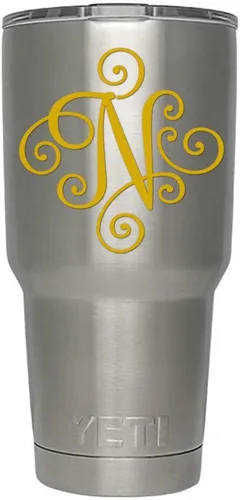 Miniatura 9 de Monogram - Calcomanía troquelada/vinilo adhesivo. Haga clic para opciones de color/letra. Disponible en cuatro colores y todas las letras de la A