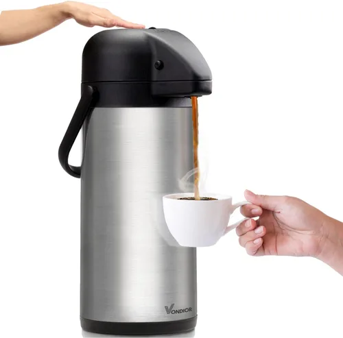 Oferta de un día. Despachador de bebidas térmico, de 102 onzas. Vondior Termo de acero inoxidable para agua fría o caliente, con bomba. Cafetera 1
