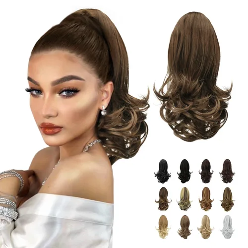 Miniatura 45 de Sofeiyan Extensión de cola de caballo de 11 pulgadas con clip de garra, extensiones de cabello con cola de caballo, cola de caballo larga y rizada
