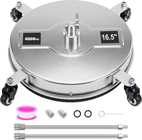 Miniatura 8 de Dalmbox Limpiador de superficies de hidrolavadora de 14 pulgadas con 4 ruedas, enchufe rápido de 1/4 pulgadas, carcasa de acero inoxidable, 4000
