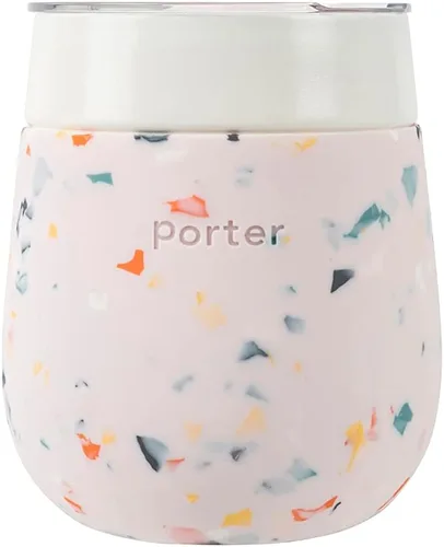 W&P Porter - Vaso aislado de 11 onzas, revestimiento de cerámica sin regusto metálico, para cerveza, vino, cócteles, café y té, boca ancha aislada