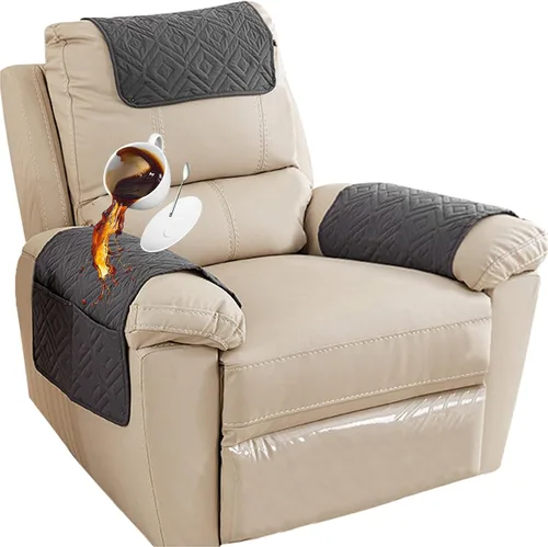 Miniatura 41 de Funda para Reposabrazos de Sofá, Funda para Reposacabezas de Silla Reclinable, Funda de Sillón con Bolsillos, Protector de Muebles Acolchado Beige