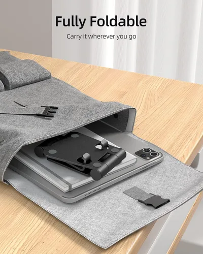 Miniatura 5 de Nulaxy Paquete de 2 soportes plegables dobles para teléfono celular, soporte plegable para teléfono de escritorio totalmente ajustable base dock
