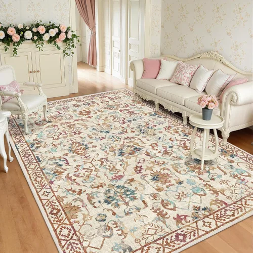 Miniatura 60 de Alfombra de área pequeña de 2 x 3 pulgadas, color beige, para entrada, baño, cocina, antideslizante, de pelo bajo, lavable, moderna alfombra bohemia