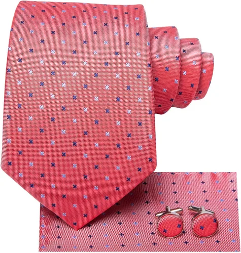 Miniatura 156 de Hi-Tie Corbata clásica de cachemira para hombre con pañuelo y gemelos a cuadros