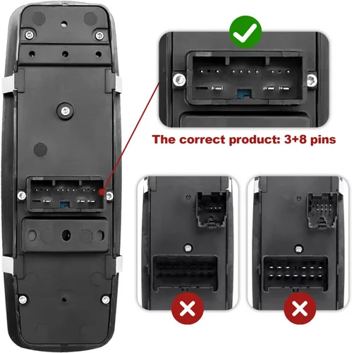 Miniatura 3 de Interruptor de ventana eléctrica compatible con Jeep Cherokee 2015-2022, Chrysler 200 2015-2017, Chrysler 300 2011-2020, Dodge Charger 2011-2019