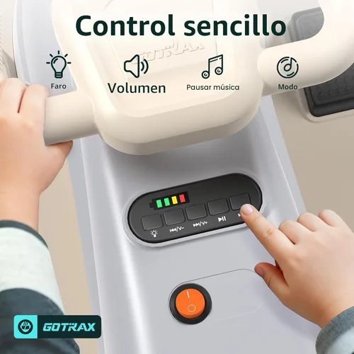 Miniatura 5 de Gotrax WG1 Auto eléctrico oscilante para niños, batería de 12V con hasta 120 minutos de tiempo de juego, altavoz de música y ruedas traseras con Gris