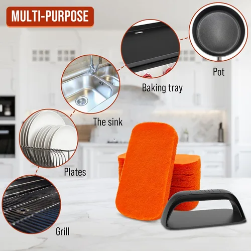 Miniatura 8 de Kit de limpieza de parrilla de 6 piezas para Blackstone, kit de limpieza de parrilla plana antiarañazos para cocina, 5 almohadillas de limpieza y 1