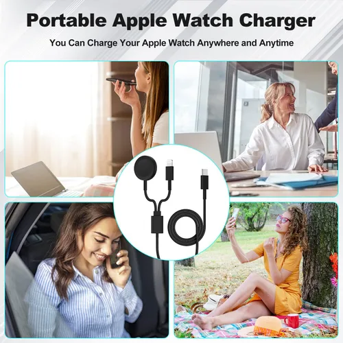 Miniatura 5 de Cable de carga USB C mejorado para Apple Watch, [certificado Apple MFi], cable de carga magnético para iWatch de 6 pies, cable de carga tipo C 2