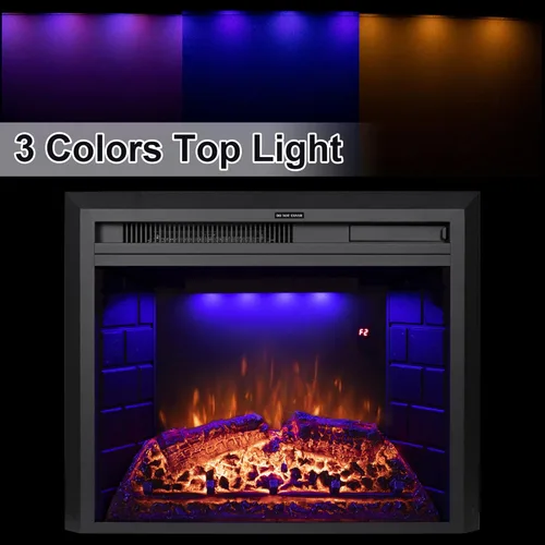 Miniatura 7 de Inserto eléctrico para chimenea de 22" de ancho, chimenea eléctrica de pared con control remoto, troncos realistas y sonido de chisporroteo