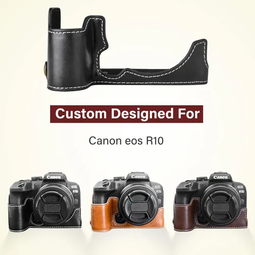 Miniatura 2 de Rieibi Funda EOS R10 - Media funda de piel sintética de calidad para cámara sin espejo Canon EOS R10 - Negro