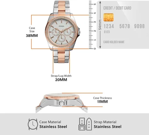 Miniatura 3 de Fossil Janice BQ3420 Reloj multifunción de dos tonos de acero inoxidable