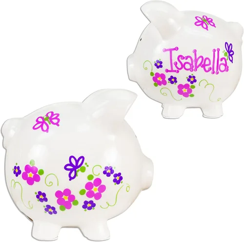 Miniatura 14 de My Bambino Hucha personalizada pintada a mano para niñas, grande, de cerámica, color blanco, tapón extraíble (sirena)
