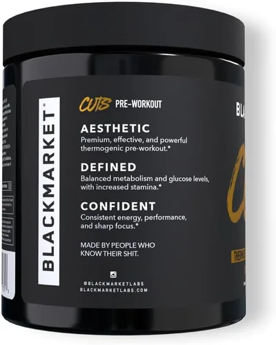 Miniatura 3 de BLACKMARKET CUTS - Mezcla de bebida energética en polvo saborizada para hombres y mujeres, ideal para definición muscular, termogénica, sin