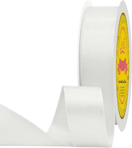 Miniatura 337 de Cinta de satén blanca antigua de doble cara de 1-1/2 pulgadas x 50 yardas, cinta de poliéster para envolver regalos, día de San Valentín, bodas