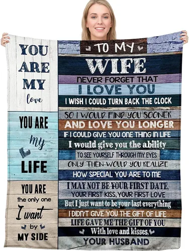 Regalo romántico de aniversario para mujeres, manta de parte de mi esposo, ideas de regalo de cumpleaños para esposa, regalo de aniversario de boda