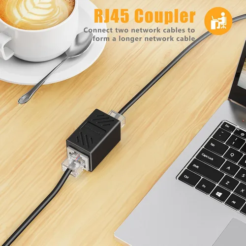Miniatura 6 de Uvital Adaptador RJ11 a RJ45, 1 paquete RJ45 hembra a RJ11 macho para teléfono fijo, adaptador de conector de teléfono negro a Ethernet con cable