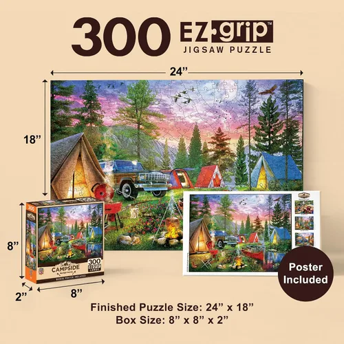 Miniatura 2 de MasterPieces Rompecabezas EZ Grip de 300 piezas – Moonlight Camping – 18 x 24 pulgadas