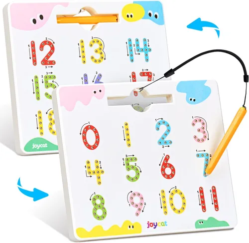 JoyCat Tabla magnética de doble cara para trazado de números, números 2 en 1, 1 a 20, juguetes de escritura para niños pequeños y niños,