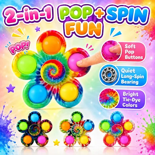 Miniatura 2 de Paquete de 4 juguetes giratorios para ansiedad para niños, juguetes de caja del tesoro para premios de aula, regalos de fiesta para niños, juguetes