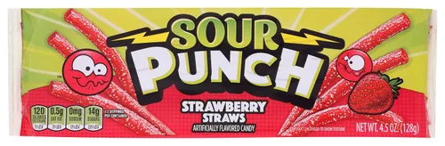 Miniatura 8 de Sour Punch Straws - Caramelos masticables con sabor a fresa, bandeja de 2 onzas (paquete de 24)