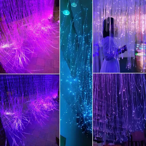 Miniatura 6 de AKEPO Kit de luces de cortina de fibra óptica RGBW de 16 W, luz de cortina de cascada para decoración sensorial de habitaciones con cables de fibra
