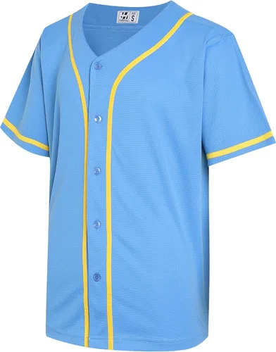 Miniatura 19 de Pullonsy Camiseta de béisbol en blanco para hombres y mujeres, camisas de manga corta con botones completos, hip hop, hipster, uniformes deportivos