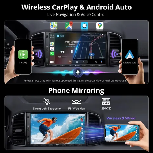 Miniatura 3 de ATOTO A5L - Estéreo de coche doble DIN Android de 7 pulgadas, CarPlay inalámbrico y Android Auto, conexión Wi-Fi/Bluetooth/USB, radio de coche