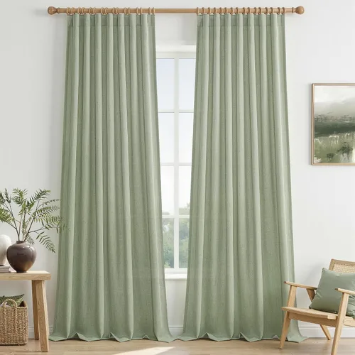 Miniatura 18 de Cortinas translúcidas de lino beige blanco de 84 pulgadas de largo, 2 paneles, cortinas modernas con filtrado de luz y privacidad, riel de techo