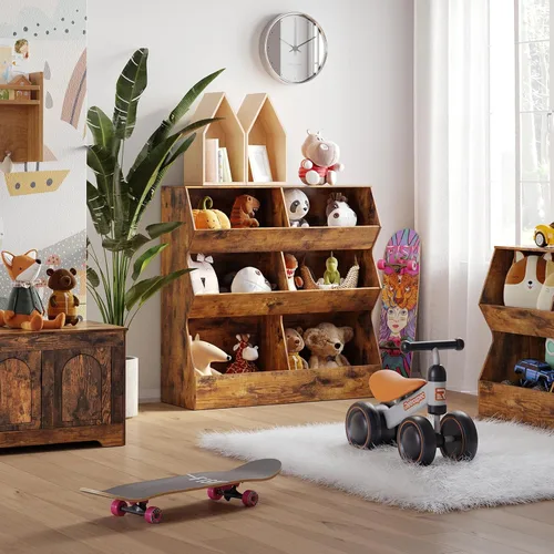 Miniatura 7 de DINZI LVJ Organizador de almacenamiento de juguetes, estantería para niños, armario de almacenamiento de juguetes de madera, estantería para niños