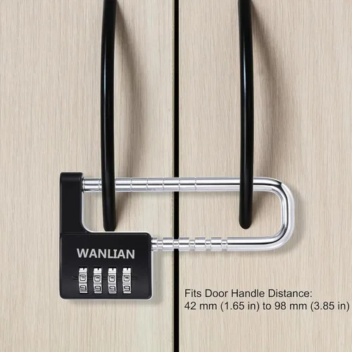 Miniatura 2 de Cerradura de combinación, cerradura de combinación de 4 dígitos, grillete de 3/8 pulgadas de largo, candado impermeable para exteriores