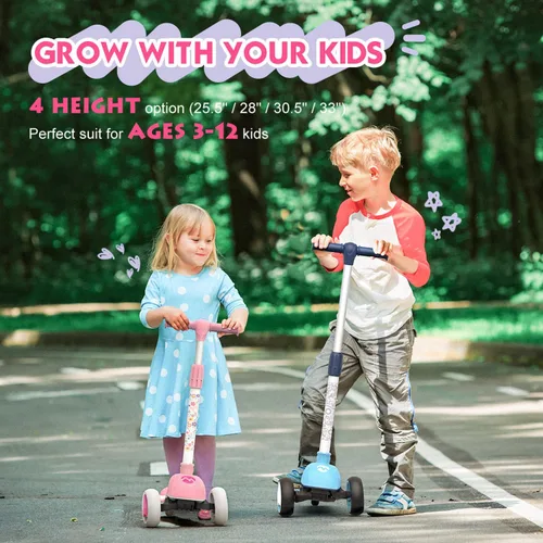 Miniatura 2 de MOUNTALK Scooter para Niños de 1-12 Años, Scooter de 3 Ruedas para Niños Pequeños de 1-3/3-5/5-8/8-12 Años Niños y Niñas con Alturas Ajustables