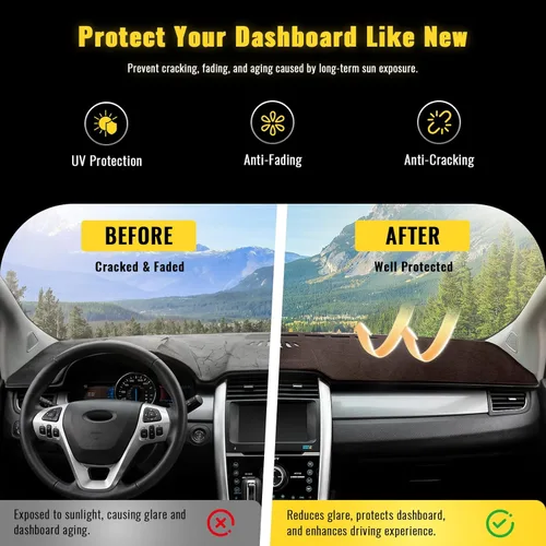 Miniatura 4 de TUCAREST Funda para salpicadero Compatible con Ch-Evy Silverado 1500/2500 HD/3500 HD 2019-2023, GM-C Sierra/HD 2500/ HD 3500 2019-2023, alfombrilla
