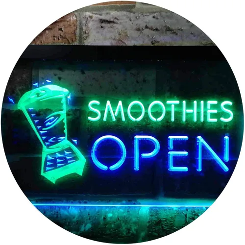 Miniatura 20 de ADVPRO Smoothies Open Shop - Letrero de neón LED de doble color, azul y rojo, 12 x 8.5 pulgadas, st6s32-i0264-br