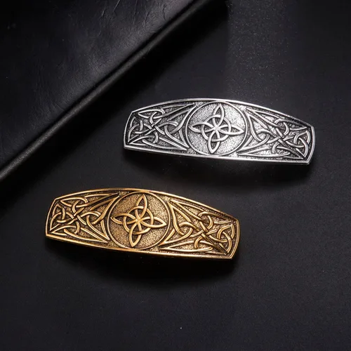 Miniatura 7 de TEAMER Clip de pelo de nudo celta vintage de moda, diseño de pasadores de metal, accesorios para el cabello con nudo de brujas grabadas para mujeres