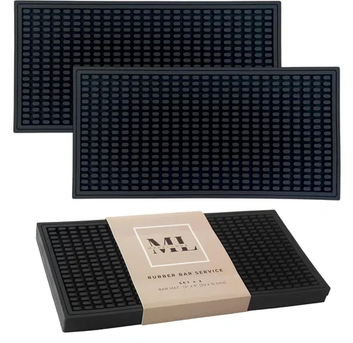 Miniatura 10 de Paquete de 2 tapetes de goma para barra, antideslizantes, para barman, barra de café y encimera de cocina, protector grueso y duradero para Gris