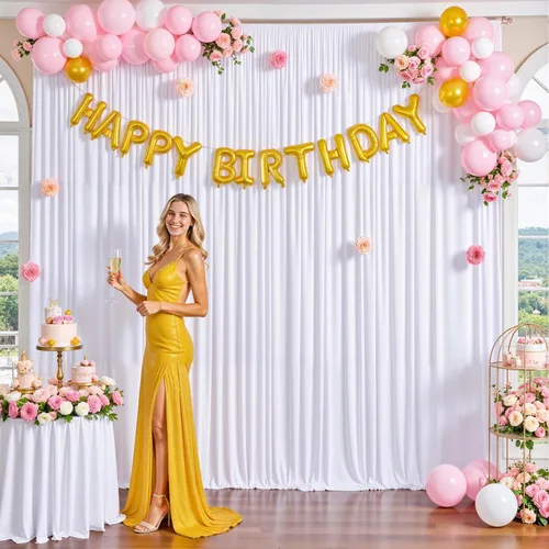Miniatura 9 de 8 Paneles de Cortina de Fondo Blanco para Fiestas Bodas Sin Arrugas Cortinas Blancas para Fotos Fondos Cortinas Tela Decoración para Baby Shower